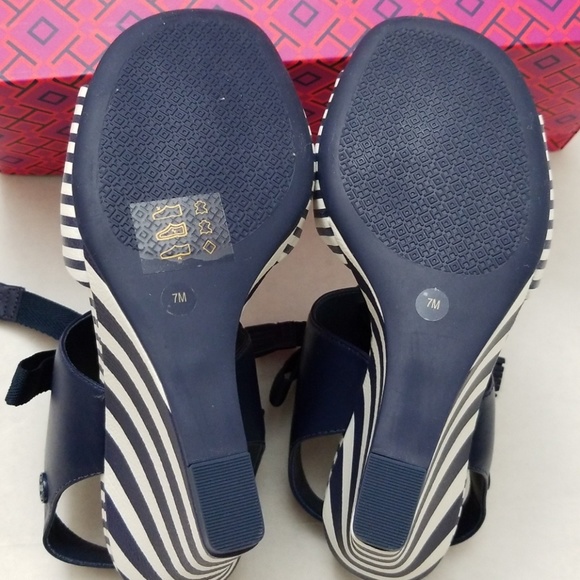 Tory Burch Nautical Strips Wedge Sandal - Picture 6 of 8